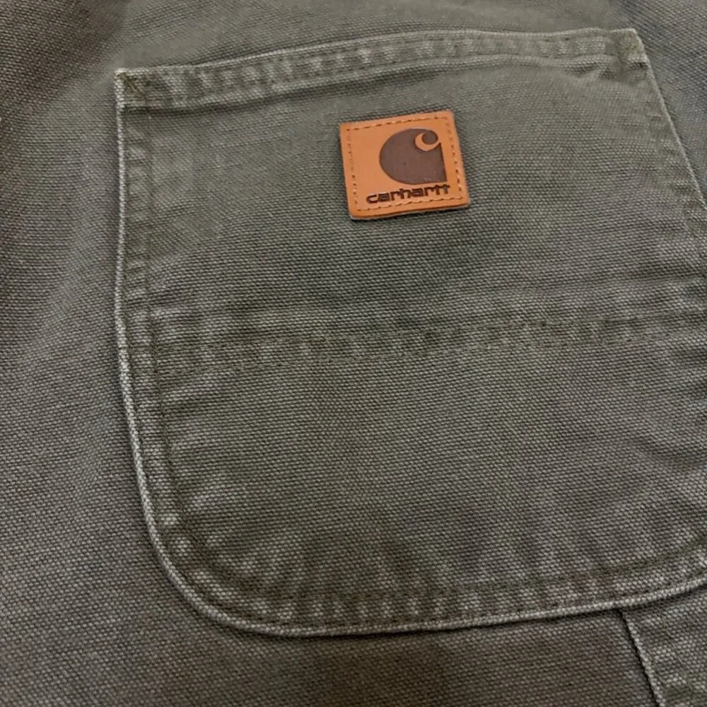 Vintage Carhartt Mens Flannel-Lined Original Fit Work Pants 34x31 Green Cotton‎
